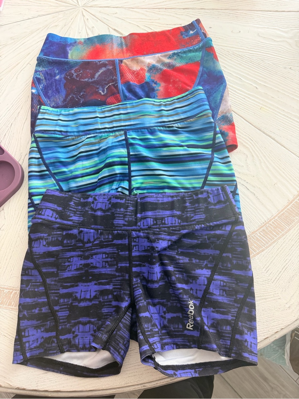 Reebok Blue, Teal & Red Patterned Athletic Shorts Trio